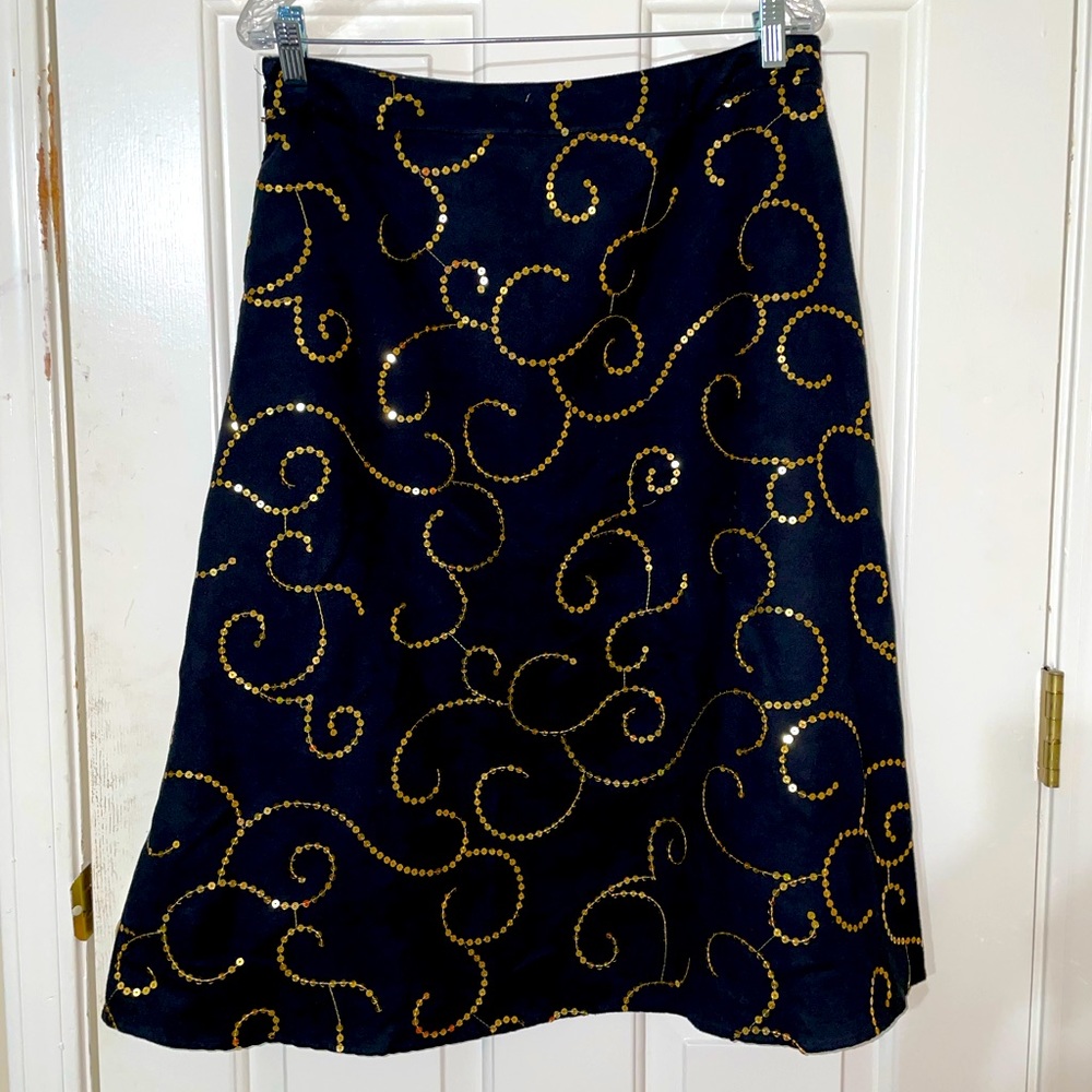 Carole Little Filagree Sequined Skirt - black sz 12 | NWOT